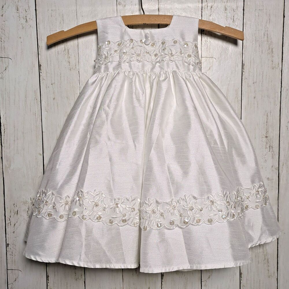 Lito Girls White Formal Dress Size Small Lace Sequin Pearl Communion